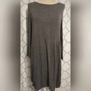 Sundance Gray T-shirt Long Sleeve Ruched Asymmetrical Bubble Hem Draped Dress M